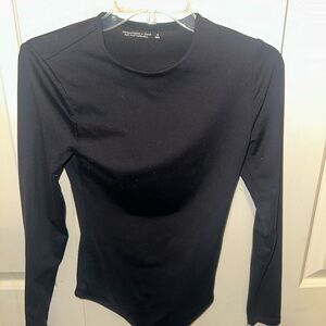 TWO Abercrombie & Fitch Black/Brown Long Sleeve Crewneck Bodysuit